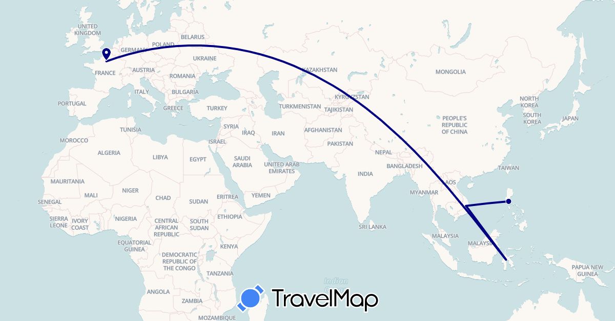 TravelMap itinerary: driving in Indonesia, Philippines, Thailand, Vietnam (Asia)